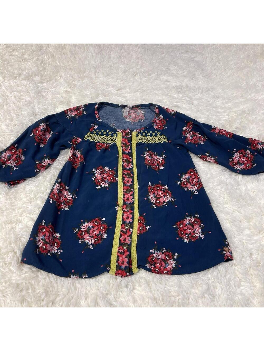 Matilda Jane MJC 435 Blocking Day Floral Top Make Believe Button Front sz 12